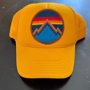 Aviator Nation Gold Trucker Hat with Mountain Patch